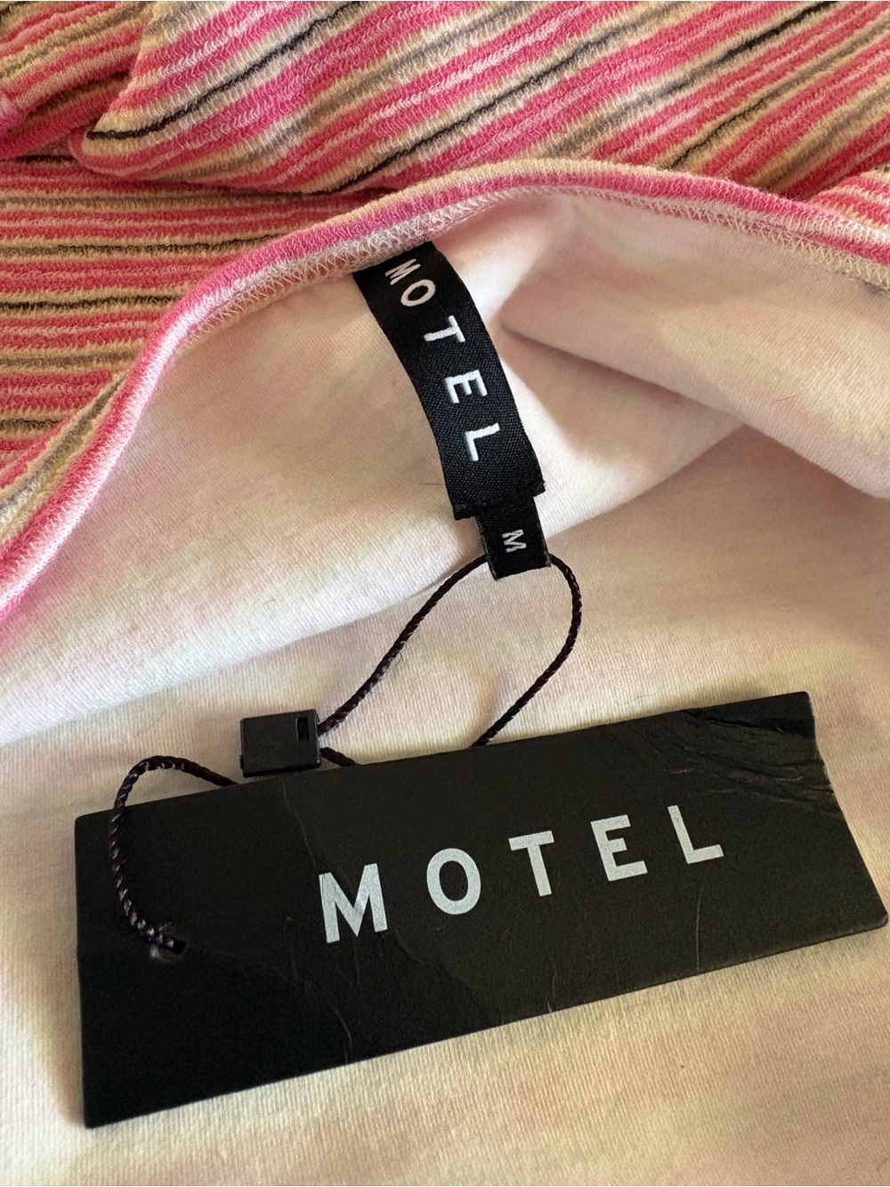 NWT Motel Rocks Dema Strapless Pink Striped Mini Dress - Picture 9 of 9